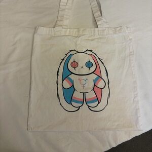 Colorful Dreadful Bunny Design Unisex Cream Tote